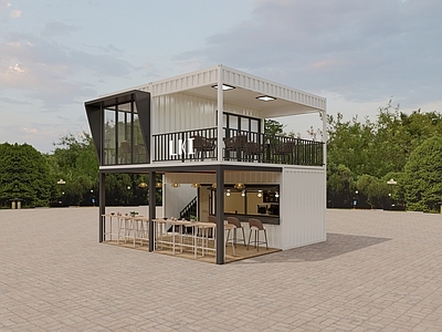 现代风格建筑 集装箱奶茶店 集装箱咖啡店 集装箱集市 集装箱烧烤店