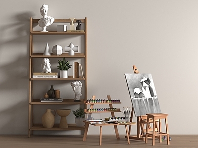 画具 现代画架 颜料 画板 画笔 美术画板工具组合
