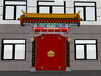 其他店铺 门头 垂花门 彩绘 京派建筑