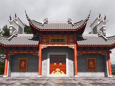 中式古建筑 宗祠 牌坊 门头 牌楼 徽派建筑
