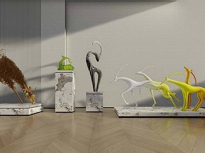 现代艺术装置 鹿雕塑 动物雕塑 摆件 艺术装置