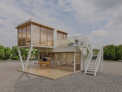 现代风格建筑 集装箱奶茶店 集装箱咖啡店 集装箱小吃店
