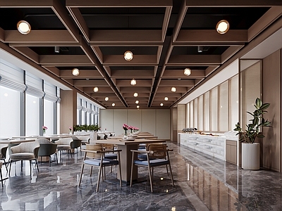 现代新中式自助餐厅 餐厅 现代 中式