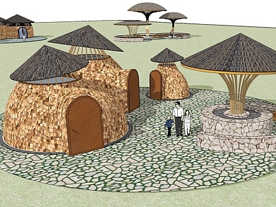 现代木屋 仿生蘑菇屋 蘑菇木屋 生态蘑菇房 仿生构筑 特色度假小屋