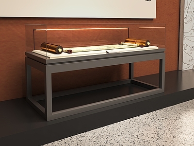 新中式中式博物馆 古董画卷展示柜 古董文物玻璃柜 字画展示柜 中式展示厅展柜台 历史文化展柜