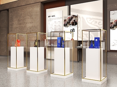 新中式现代博物馆 文物展示柜 酒类展示柜玻璃展 古董展示柜 会展展台展柜 铜像展示柜