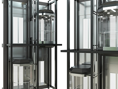 现代意式电梯 观光电梯 电梯轿厢 扶手电梯