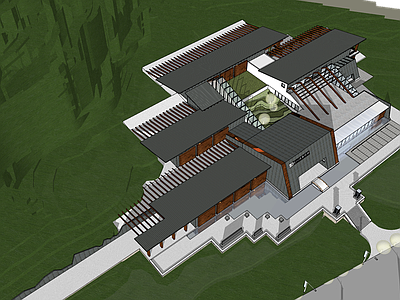 新中式展览馆建筑 展馆