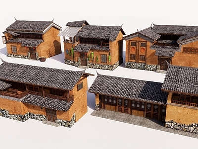 新中式民宿建筑 夯土民宿建筑 乡村夯土建筑民居 乡村特色民居建筑 乡村古村落民居建 乡土建筑民居村落
