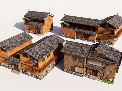 新中式民宿建筑 夯土民宿建筑 乡村建筑民居村落 乡村夯土民居建筑 乡村特色民居建筑 乡村古村落民居