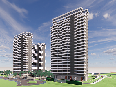 现代小区建筑 超高层住宅小区