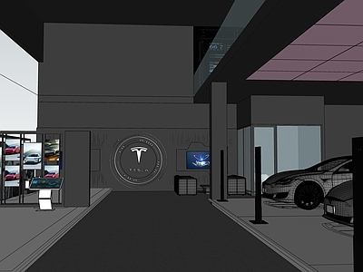 现代汽车4S店 特斯拉展厅 汽车展厅 特斯拉汽车 汽车4s店