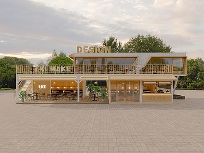 现代风格建筑 集装箱咖啡店 集装箱奶茶店 集装箱餐饮建筑 集装箱烧烤店