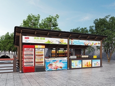 中式其他商业空间 古镇小卖铺 饮料柜 雪糕柜 小吃摊