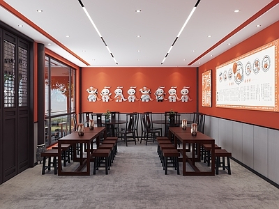 中式其他商业空间 古镇小卖铺 老潼关肉夹馍 冰激凌柜 饮料柜 实木桌椅 小吃