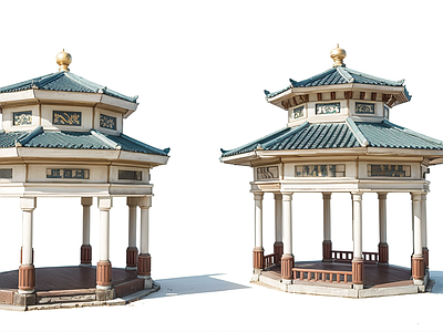 中式美式古建筑 凉亭