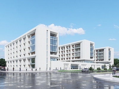 现代学校建筑 教学楼学校 综合楼