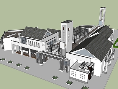 新中式民宿建筑 游客中心 平地民宿建筑 酒店