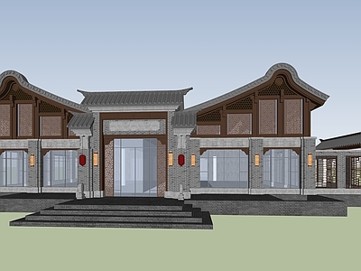 中式古建筑 中式合院 私人会所 民宿建筑