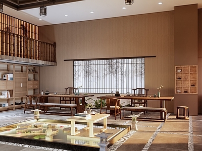 新中式茶餐厅 茶室大厅 新中式茶餐厅
