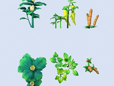 花草组合 卡通 植物 灌木