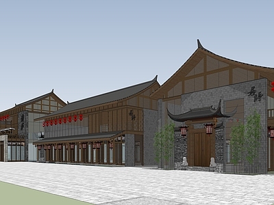 中式古建筑 仿古商业街 商业综合体 临街商业