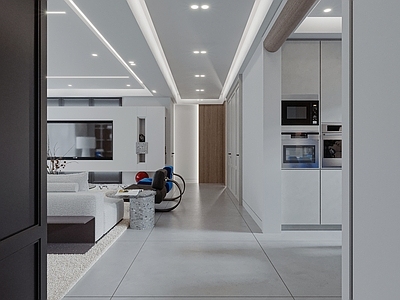 现代简约家居客厅 横厅 高级灰客厅