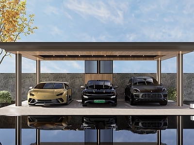 现代新中式雨棚 遮阳棚 玻璃雨棚 户外车库车位 机动车非机动车 车棚雨棚停车棚