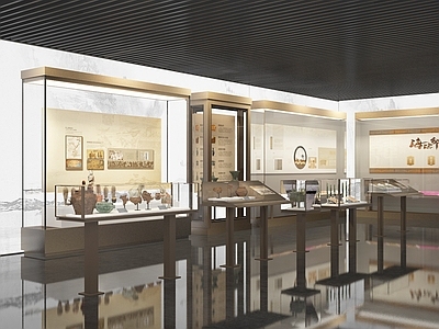 现代新中式其他展厅 博物柜 博物馆 展台 展示柜 文物
