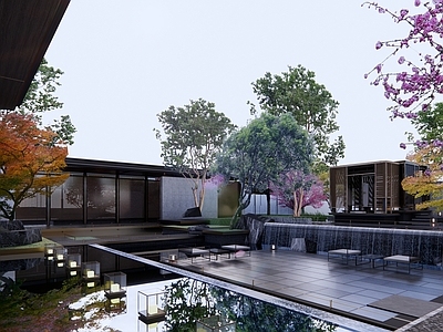 新中式中式小区景观 福建建发小区 中式示范区