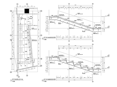 建筑综合节点 钢结构大楼梯大样 施工图