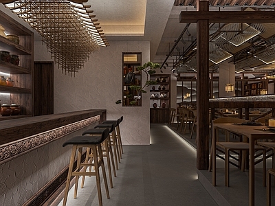 新中式原木火锅店 酒馆
