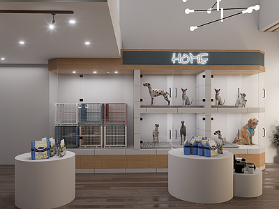 现代简约宠物店 现代简约宠物店 宠物寄养间 现代宠物店 砌筑寄养间