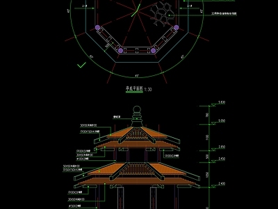 中式亭子 景观亭 施工图