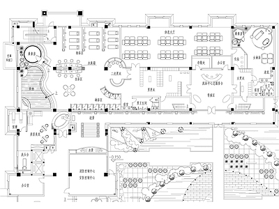 现代酒店建筑 spa平面布置图 施工图