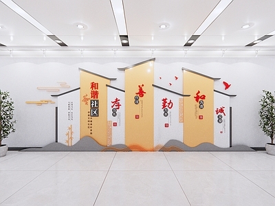 现代新中式文化墙 社区文化墙 新中式社区景墙 廉政文化墙 医院文化墙 乡村文化墙