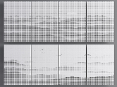 现代护墙板 山水画穿孔板 山水画冲孔背景墙 渐变穿孔板 穿孔护墙板 矿筛网