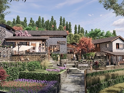新中式乡村民房 名宿 新农村 山地 特色建筑