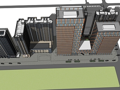 现代简约小区建筑 商住综合体 国际城