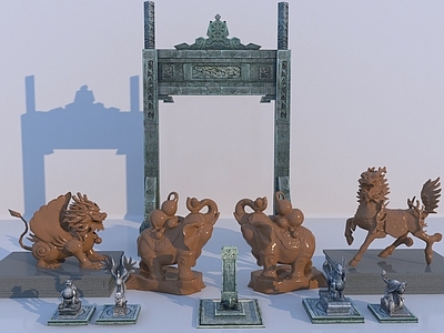 中式景观雕塑 中式古代神兽雕塑