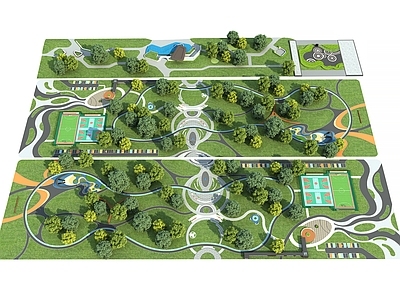 现代广场景观 现代口袋公园 线性带状口袋公园 路测带状公园 广场公园景观 线性带状小游