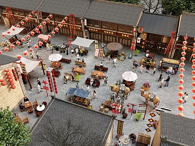 中式商业景观 古街 商业古街 室外小品 古代商业街小品 古建商业
