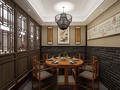 中式包厢 药膳店 中式 包间 传统建筑