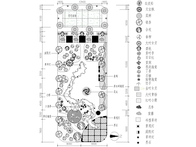庭院 植物绿化平面图 花园庭院 小公园公共绿地 羽毛球场 施工图
