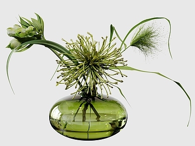 现代花艺 花艺摆件 鲜花花卉 绿植 玻璃花瓶 装饰摆件