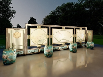 新中式艺术装置 屏风