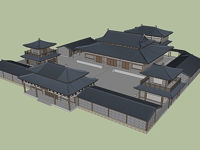 中式古建筑 中式大殿 院落 合院 古建筑