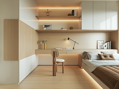现代奶油通用儿童房 榻榻米卧室