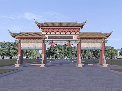 中式中古其他公共建筑 古建牌楼 牌楼 大门 景区大门 入口大门