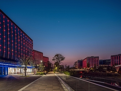 现代街道外景 商业街外景 街道夜景